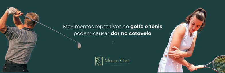 Foto ilustrando dor no cotovelo em jogadores de golfe e tênis com epicondilite medial
